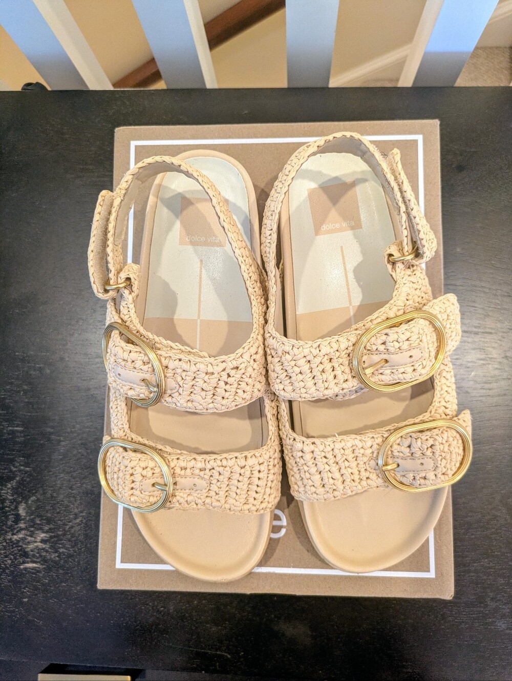 Dolce Vita NATURAL KNIT Women's Starla Crochet Sandals Size 8 - Picture 9 of 10